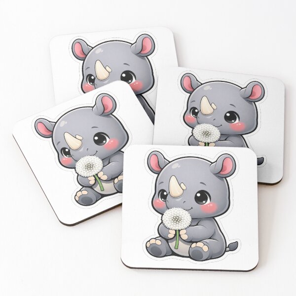 Item preview, Cute Baby Rhino Holding White Dandelion designed and sold by Owcomm.
