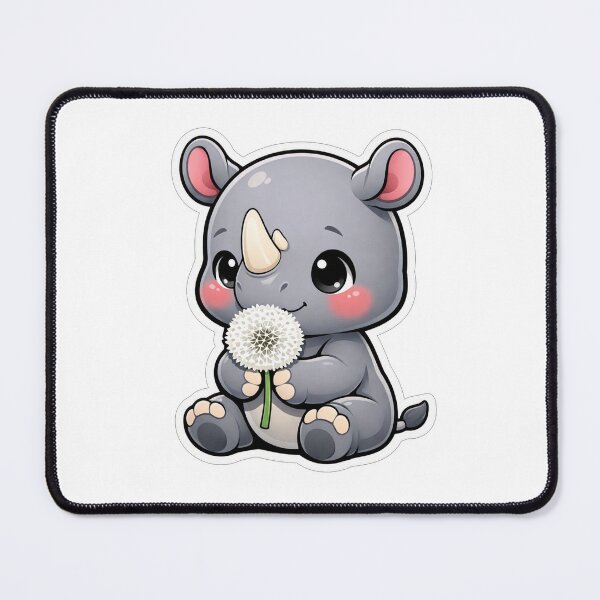 Item preview, Cute Baby Rhino Holding White Dandelion designed and sold by Owcomm.
