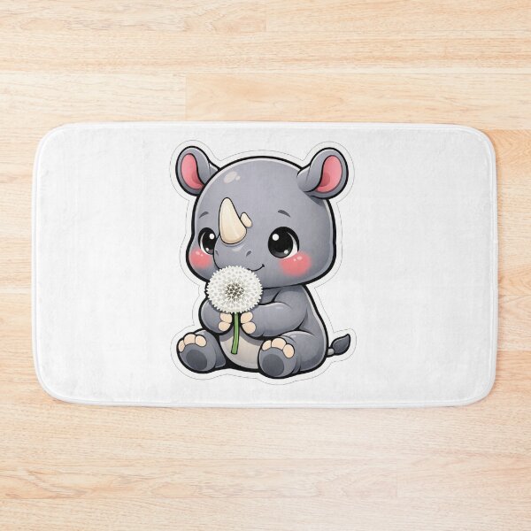 Item preview, Cute Baby Rhino Holding White Dandelion designed and sold by Owcomm.