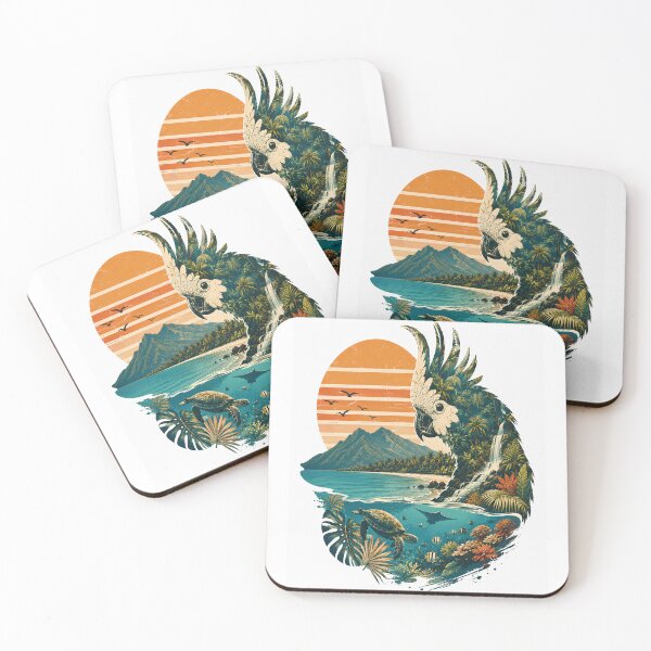 Item preview, Cairns Tropical Wildlife Art | Cockatoo Double Exposure | Great Barrier Reef Vintage Illustration designed and sold by Moh-nd-Eg.