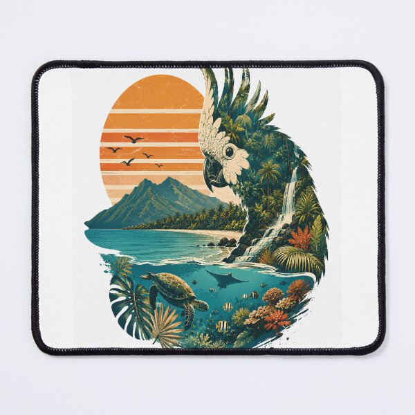 Item preview, Cairns Tropical Wildlife Art | Cockatoo Double Exposure | Great Barrier Reef Vintage Illustration designed and sold by Moh-nd-Eg.