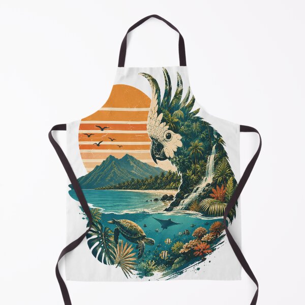Item preview, Cairns Tropical Wildlife Art | Cockatoo Double Exposure | Great Barrier Reef Vintage Illustration designed and sold by Moh-nd-Eg.