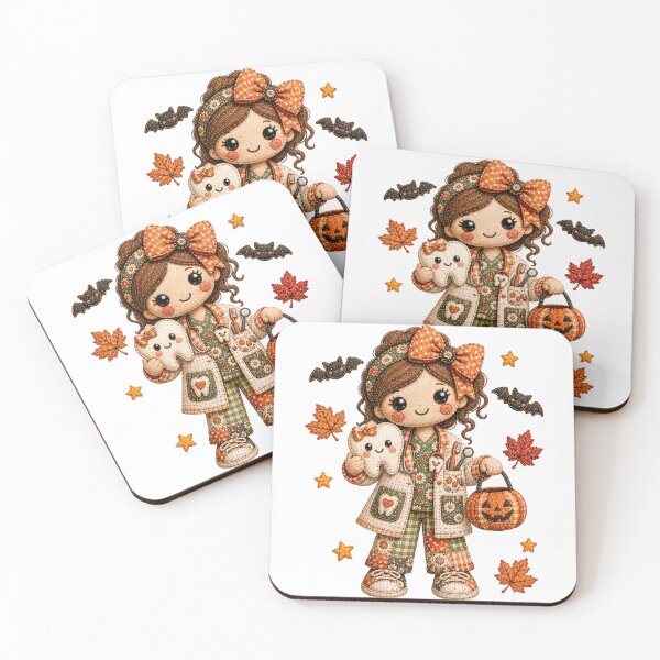 Item preview, Cute Autumn Dentist Hygienist Patchwork Halloween Illustration designed and sold by DecoVibe.