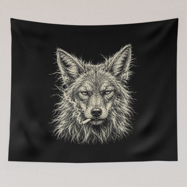 Item preview, Scruffy Wolf Smoking Cigarette Funny Art designed and sold by gunaone-design.