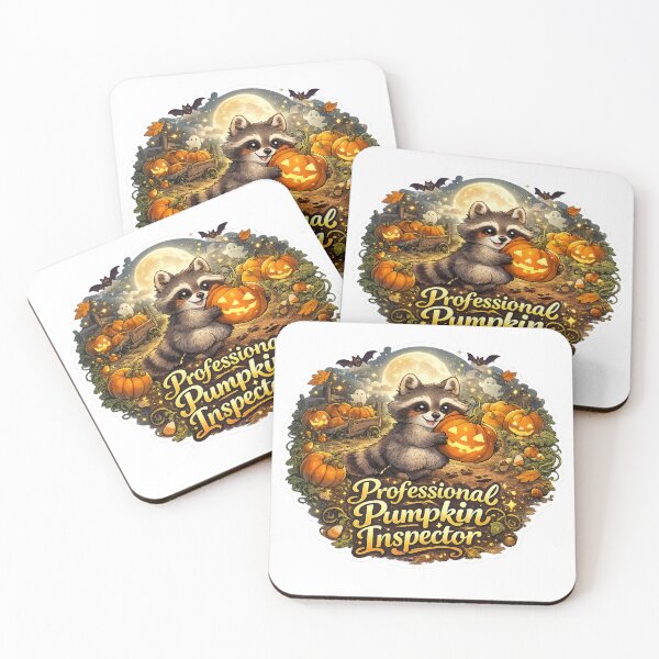 Item preview, Professional Pumpkin Inspector – Cute Raccoon Autumn Halloween Stickers designed and sold by RDcollections.