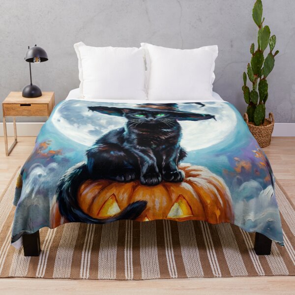 Item preview, Black Cat Witch on Jack O Lantern Under Full Moon, Spooky Halloween Magic, Enchanted Autumn Fantasy designed and sold by cr6zym1nd.