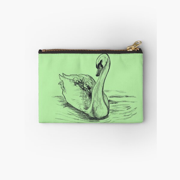 Item preview, Mother Swan with 3 Cygnets – Gentle Nature Drawing  designed and sold by Dina's Fine Arts.