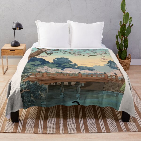 Item preview, Ukiyo-e Black Cat Swimming by Sakura Bridge designed and sold by PurrfectHome.