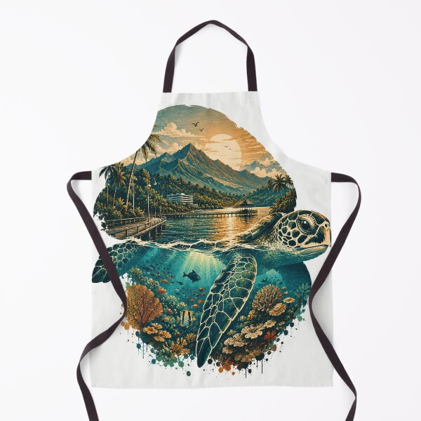 Item preview, Cairns Sea Turtle Art | Great Barrier Reef Double Exposure | Tropical Ocean Vintage Illustration designed and sold by Moh-nd-Eg.