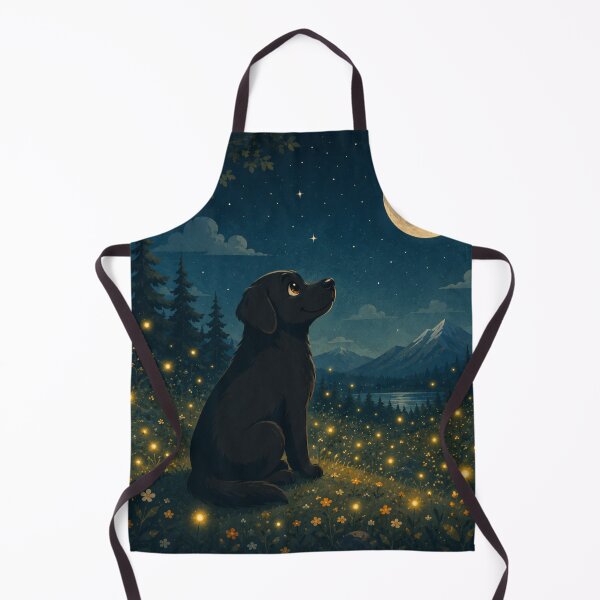 Item preview, e Great Moon – Black Labrador Beneath a Giant Full Moon | Cozy Fantasy Nature Illustration designed and sold by Goodthingstree.