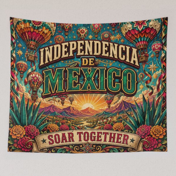 Item preview, Independencia De México Soar Together Hot Air Balloon Mexican Heritage Design designed and sold by irfanshikh.