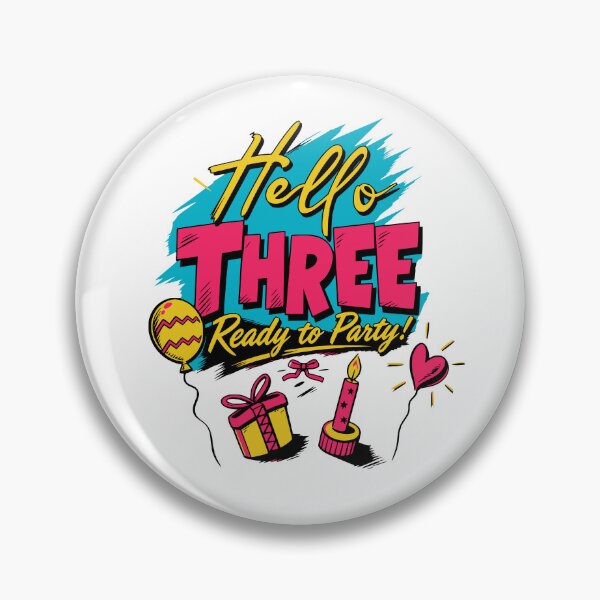 Item preview, Hello Three Ready to Party Color Splash Birthday Sticker designed and sold by illeN-Art-World.