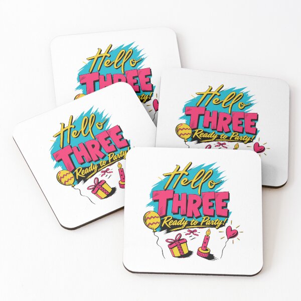 Item preview, Hello Three Ready to Party Color Splash Birthday Sticker designed and sold by illeN-Art-World.