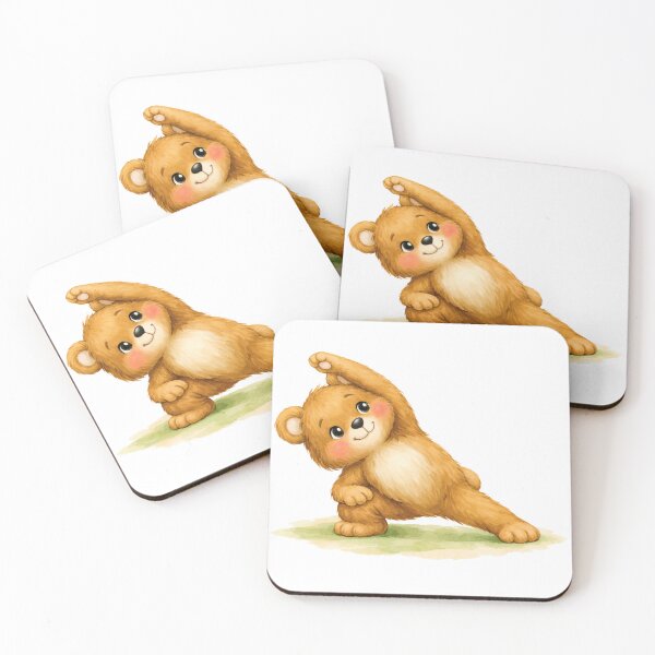 Item preview, Extended Side Angle Pose Yoga Bear Watercolor Print designed and sold by YogiAnimalArt.