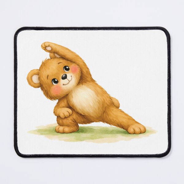 Item preview, Extended Side Angle Pose Yoga Bear Watercolor Print designed and sold by YogiAnimalArt.