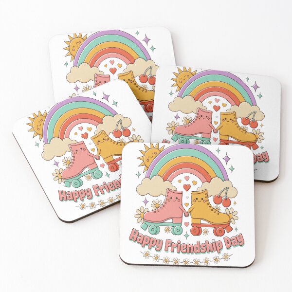 Item preview, Happy Friendship Day Retro Kawaii Best Friends Forever Cute Roller Skates designed and sold by InspiredCreatives.