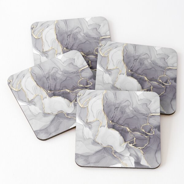 Item preview, ​Grey Charcoal and Gold Fluid Marble Abstract Art designed and sold by Fattosh.