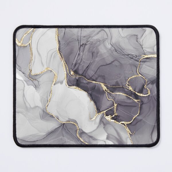 Item preview, Grey Charcoal and Gold Fluid Marble Abstract Art designed and sold by Fattosh.