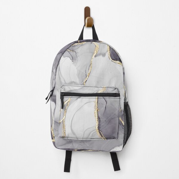 Item preview, ​Grey Charcoal and Gold Fluid Marble Abstract Art designed and sold by Fattosh.