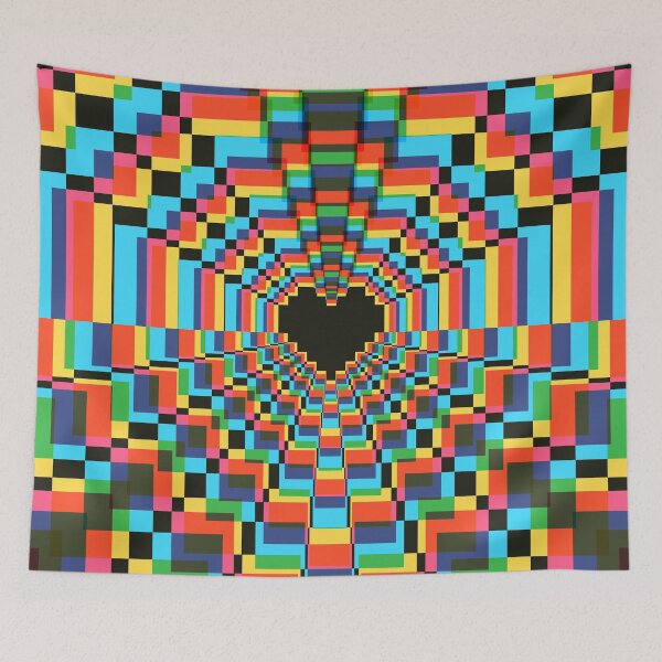 Item preview, Darkest Pixel Heart Kaleidoscope - soft CMYK designed and sold by animinimal.