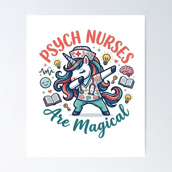 Item preview, Psych Nurses Are Magical - Cute Dabbing Unicorn Psychiatric Nurse Sticker designed and sold by Salwastore.
