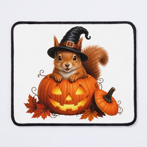 Item preview, Cute Halloween Squirrel with Pumpkin Witch Hat designed and sold by LovePrintArt.