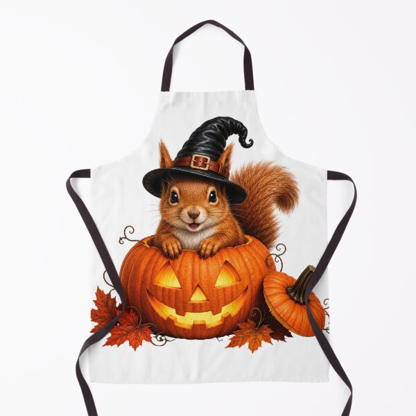 Item preview, Cute Halloween Squirrel with Pumpkin Witch Hat designed and sold by LovePrintArt.