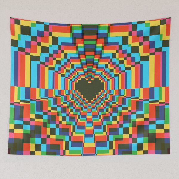 Item preview, Dark Pixel Heart Kaleidoscope - soft CMYK designed and sold by animinimal.
