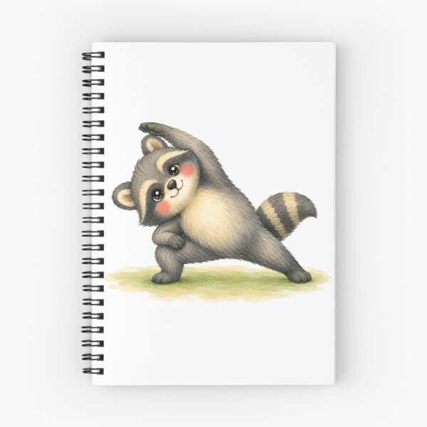 Item preview, Extended Side Angle Pose Raccoon Yoga Watercolor Print designed and sold by YogiAnimalArt.