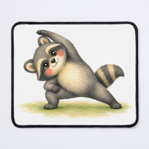 Item preview, Extended Side Angle Pose Raccoon Yoga Watercolor Print designed and sold by YogiAnimalArt.