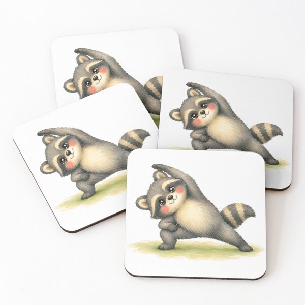 Item preview, Extended Side Angle Pose Raccoon Yoga Watercolor Print designed and sold by YogiAnimalArt.