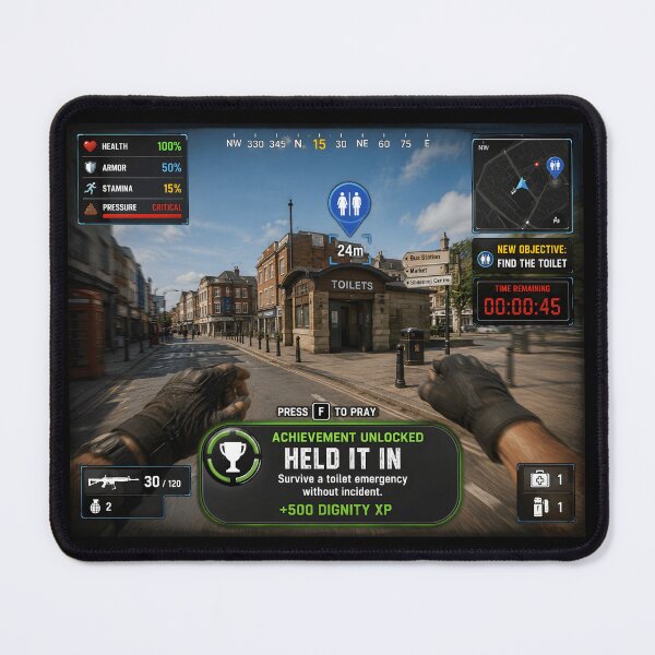 Item preview, Held It In Funny Toilet Emergency Gamer Parody designed and sold by Hornace88studio.