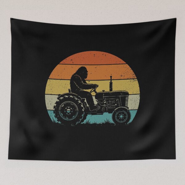 Item preview, Bigfoot Farmer - Retro Sasquatch Driving Farm Tractor designed and sold by gunaone-design.