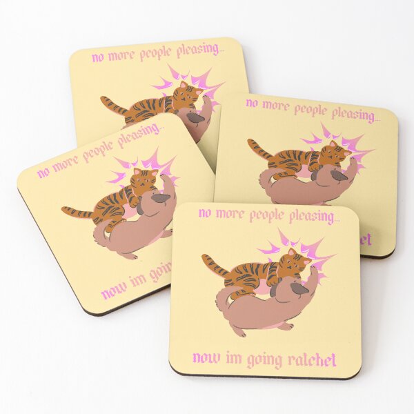 Item preview, No more people pleasing now im going ratchet cat fighting dog illustration designed and sold by mooncakekaro.
