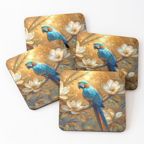 Item preview, Macaw Parrot Tropical Paradise | Luxury Botanical Bird Illustration designed and sold by MargaretWiktor.