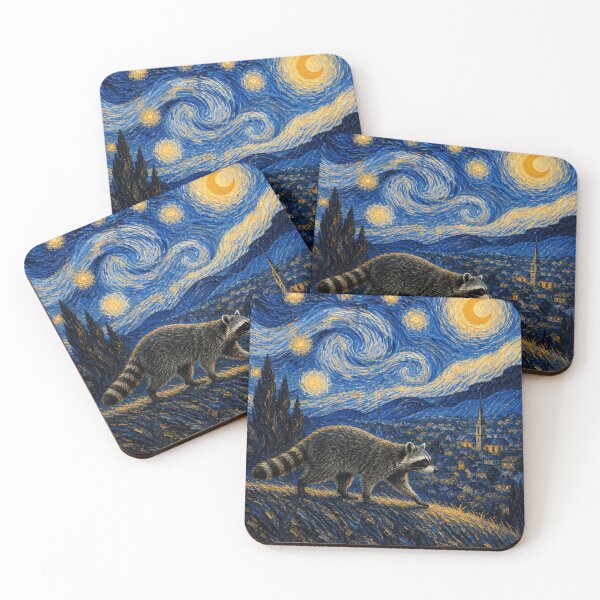 Item preview, Raccoon in a Starry Night Parody designed and sold by ShopFanCreation.