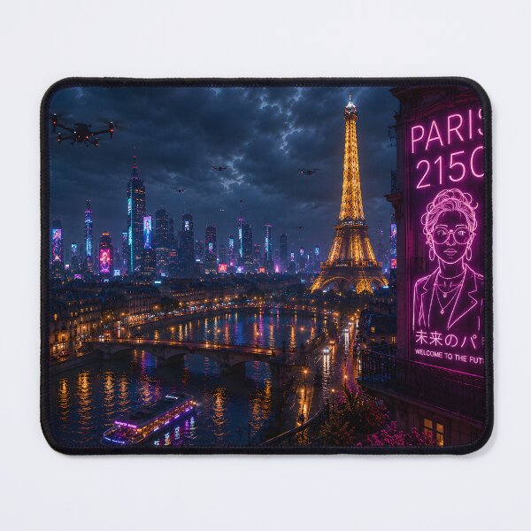 Item preview, Paris 2150 Cyberpunk Wall Art | Futuristic Eiffel Tower Neon City | Paris Poster | Neon Atlas designed and sold by NSAstore.