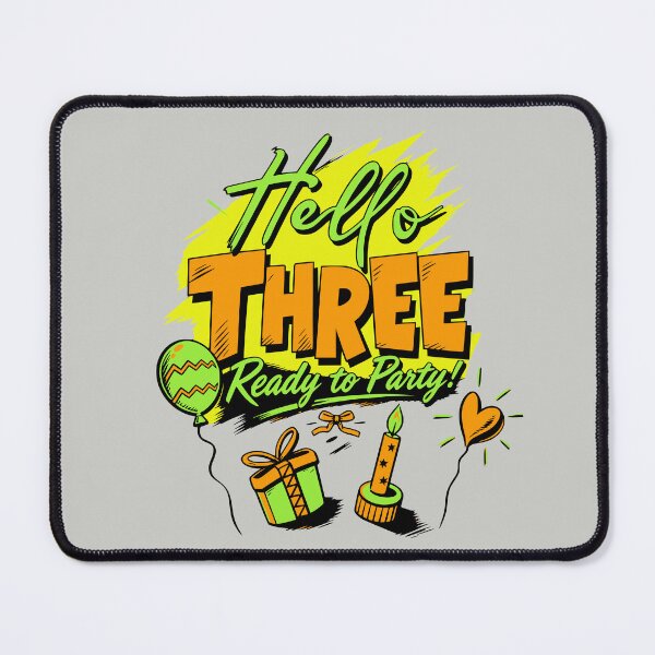 Item preview, Hello Three Birthday Outfit Modern 3rd Birthday Kids T-Shirt designed and sold by illeN-Art-World.