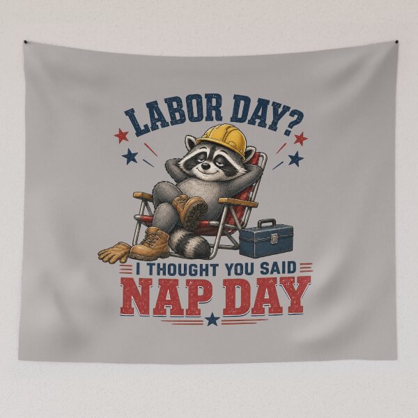 Item preview, Funny Labor Day Raccoon Nap Day Design designed and sold by Kolibra.