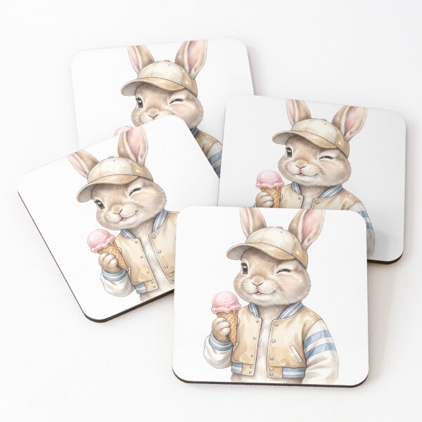 Item preview, Cute Bunny Eating Ice Cream Kawaii Rabbit Summer Dessert T-Shirt designed and sold by StickerNestYou.