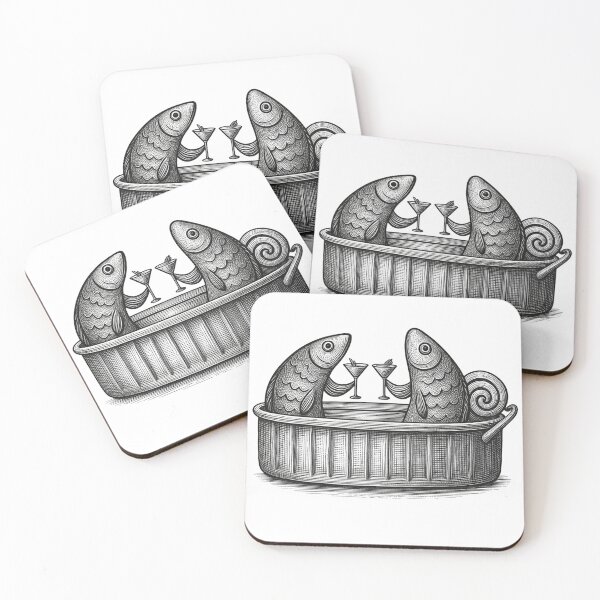 Item preview, Sardines Cocktail Hour - Funny Fish in a Can Illustration designed and sold by infinitearte.