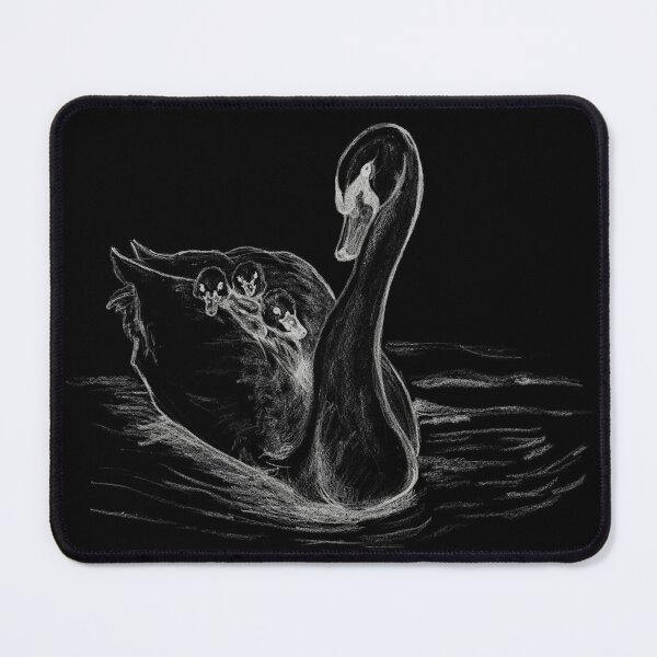 Item preview, Mother Swan with 3 Cygnets – Gentle Nature Drawing White Chalk designed and sold by Dina's Fine Arts.