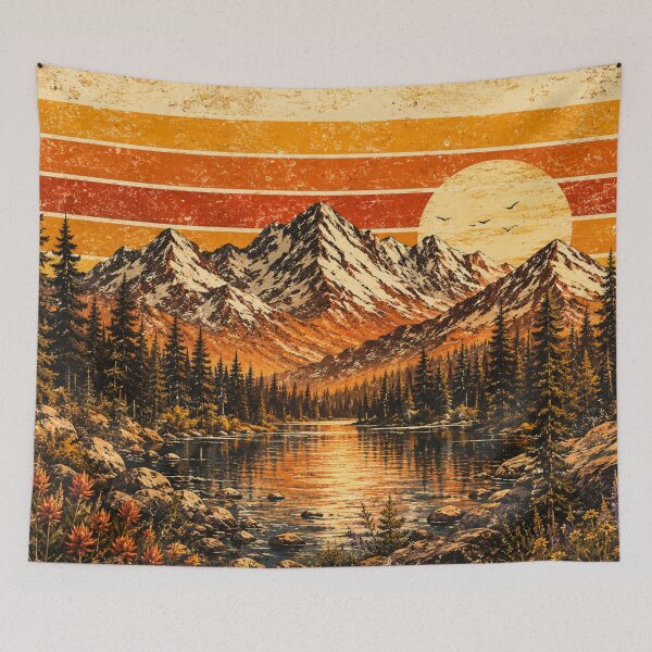 Item preview, Vintage Mountain Sunset designed and sold by Gold&pixels.
