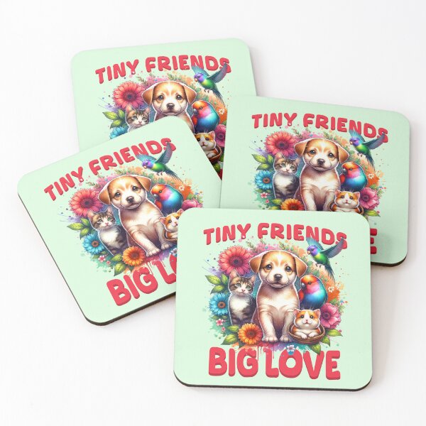Item preview, Tiny Friends Big Love | Cute Puppy Kitten Bird Animal Lover Design designed and sold by Sachie's Studio.
