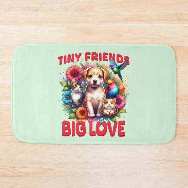 Item preview, Tiny Friends Big Love | Cute Puppy Kitten Bird Animal Lover Design designed and sold by Sachie's Studio.