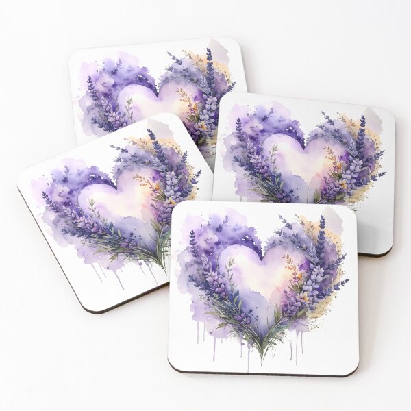 Artikelvorschau, Aquarellillustration eines lila-lavendelfarbenen Blumenherzens entworfen und verkauft von BetweenForms.