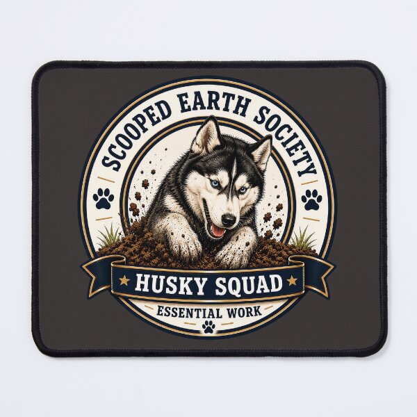 Item preview, Scooped Earth Society - Husky Squad - Essential Work/Funny Husky Dog Badge Logo designed and sold by Halejo68.