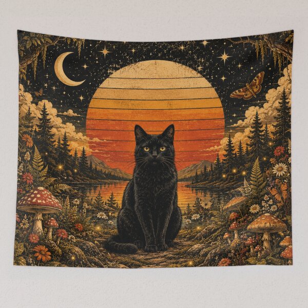 Item preview, Mystical Black Cat – Vintage Retro Moon designed and sold by Gold&pixels.