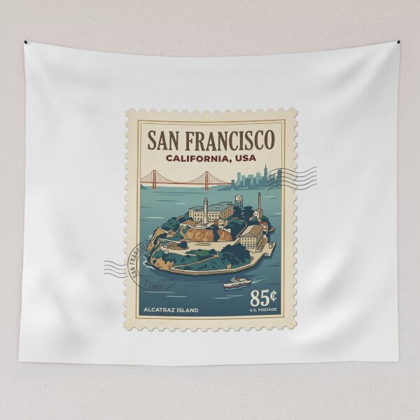 Item preview, Vintage San Francisco Alcatraz Island Travel Stamp designed and sold by k3rstman1.