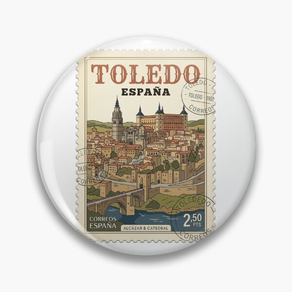 Item preview, Vintage Toledo Spain Alcázar Cathedral Travel Stamp designed and sold by k3rstman1.